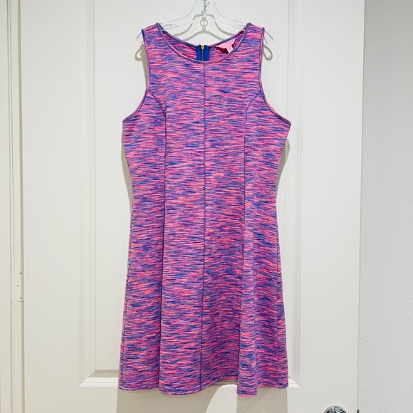 Lilly Pulitzer Dress Large Cove Flamingo Pink Space Dye Stretch Comfy coquette - Picture 2 of 12
